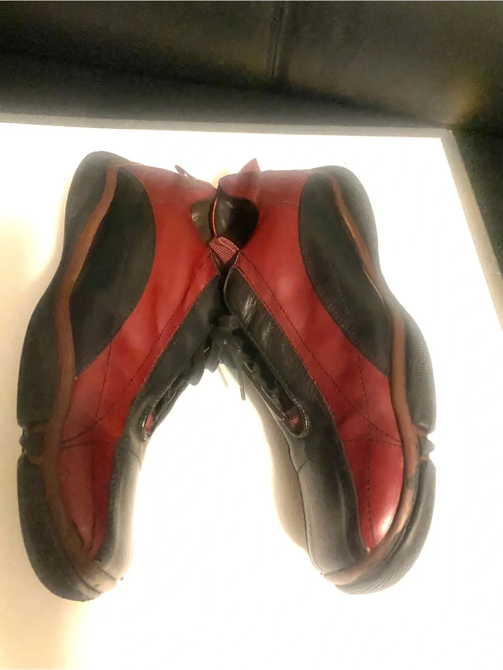 BED|STU Two-Tone Red and Black Leather Lace-Up Derby